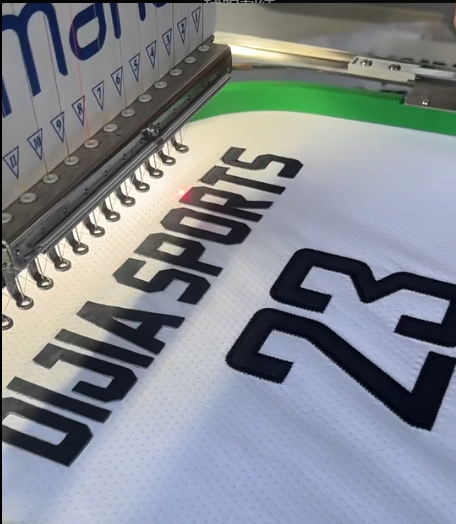 Embroidery on custom sportswear