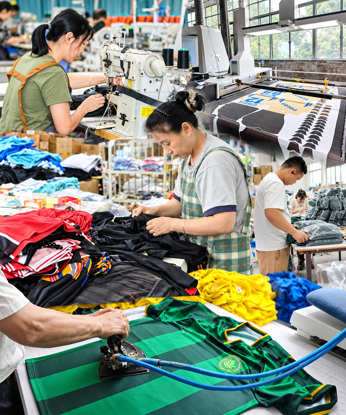 Sportswear production floor in China